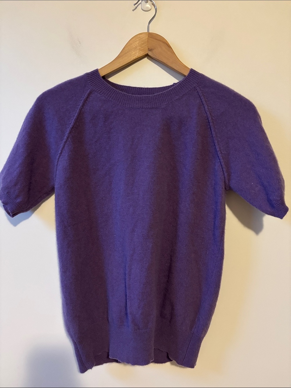 Purple Short-Sleeve Crewneck Sweater